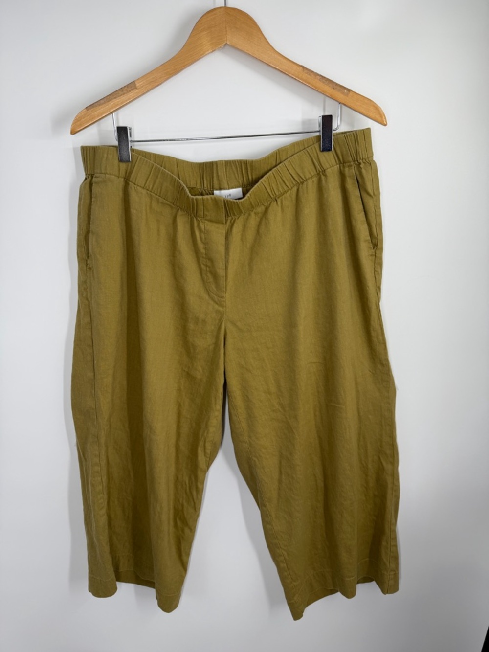J. Jill Linen Wide Leg Cropped Olive Green Pants